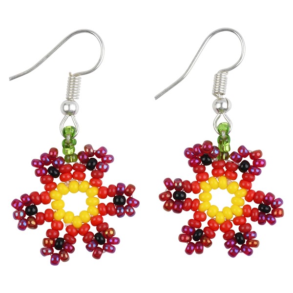 Red Flower Dangle Earrings