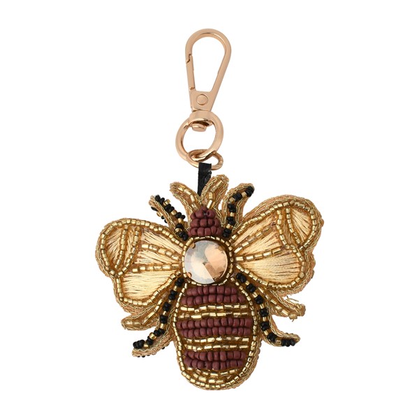 Bee Beaded Bag Charm